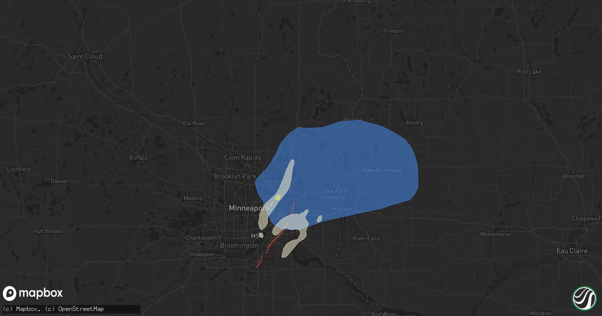 Hail map in Hugo, MN on August 27, 2022