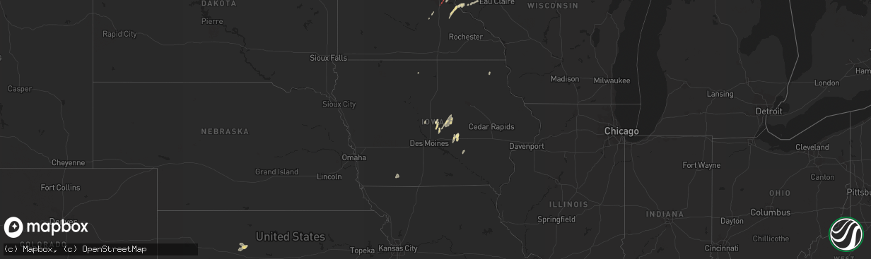 Hail map in Iowa on August 27, 2022