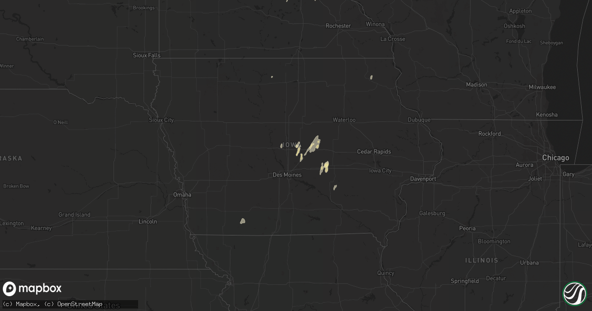 Hail map in Iowa on August 27, 2022