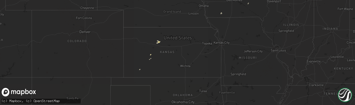 Hail map in Kansas on August 27, 2022