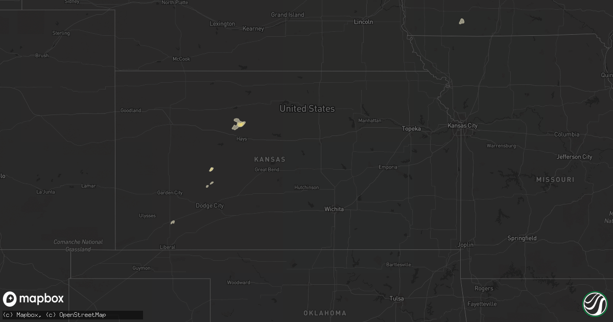 Hail map in Kansas on August 27, 2022