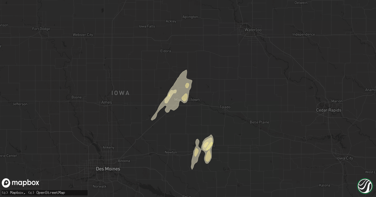 Hail map in Marshalltown, IA on August 27, 2022