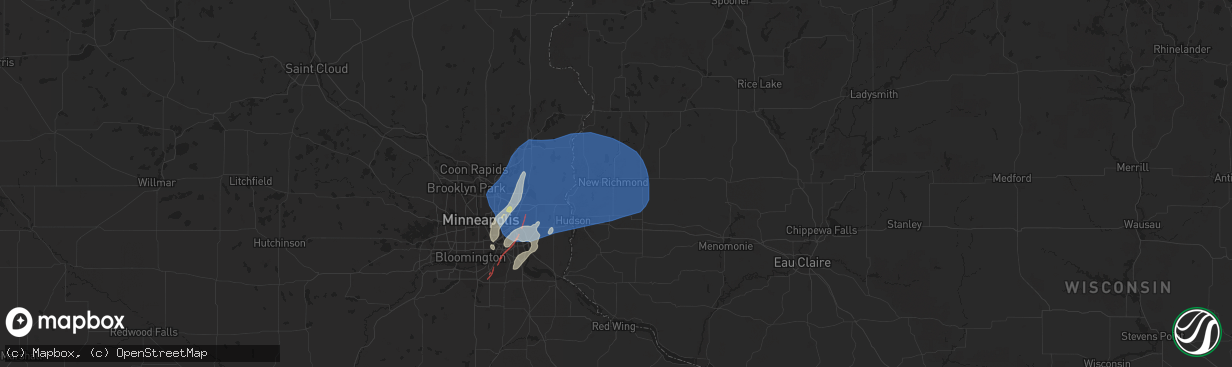 Hail map in New Richmond, WI on August 27, 2022