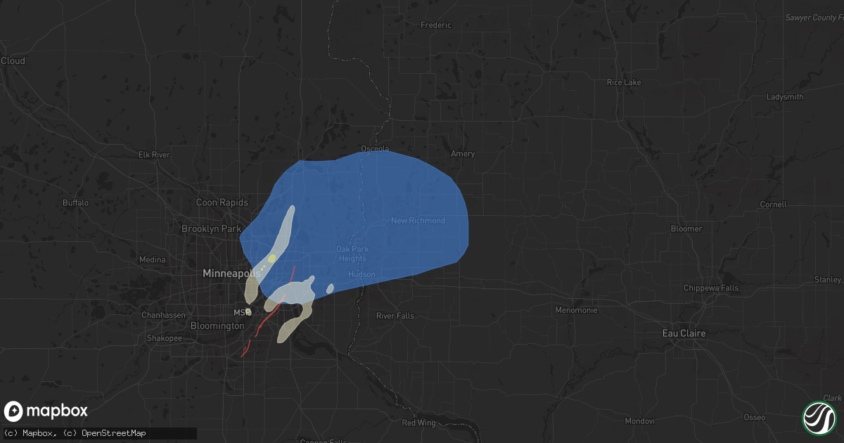 Hail map in New Richmond, WI on August 27, 2022