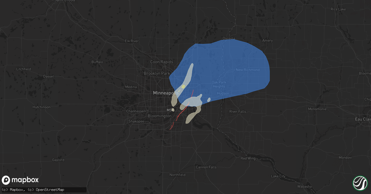 Hail map in Saint Paul, MN on August 27, 2022