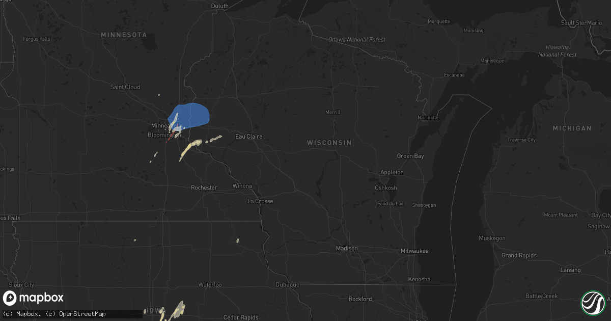 Hail map in Wisconsin on August 27, 2022