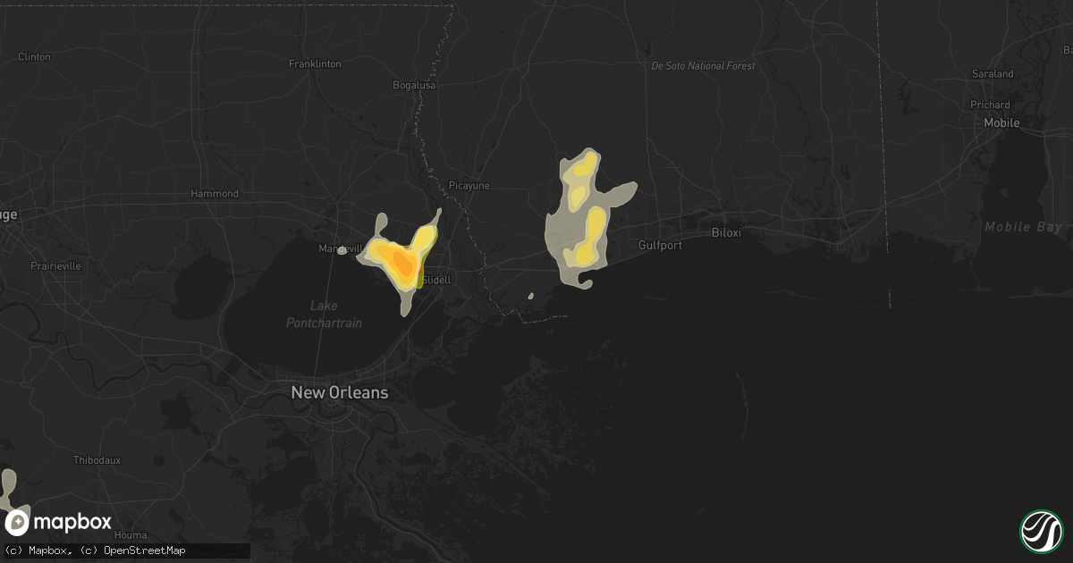 Hail map in Bay Saint Louis, MS on August 27, 2023