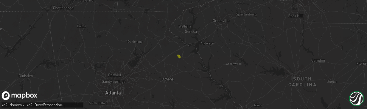 Hail map in Canon, GA on August 27, 2023