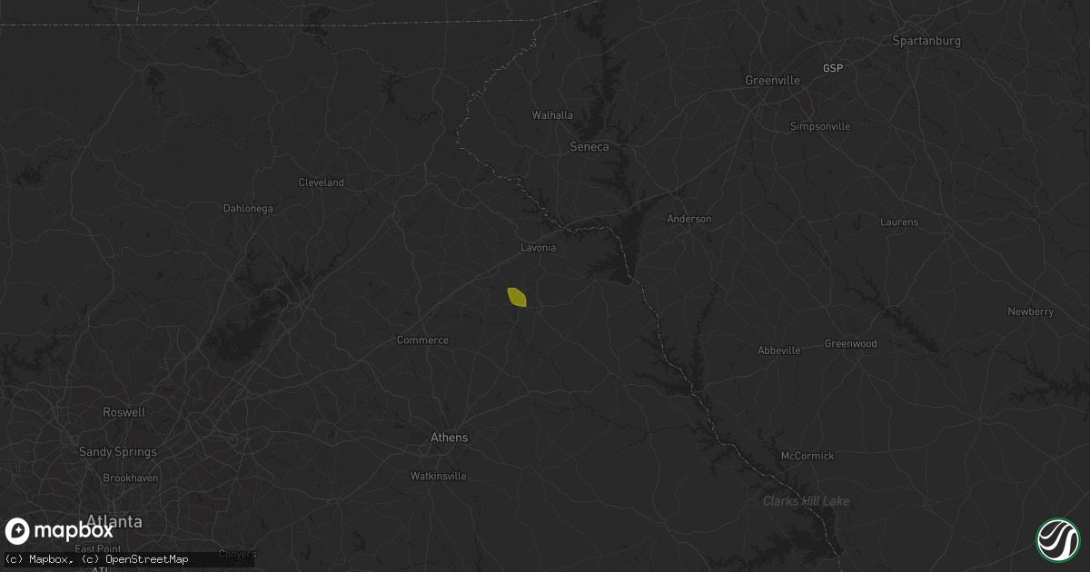 Hail map in Canon, GA on August 27, 2023