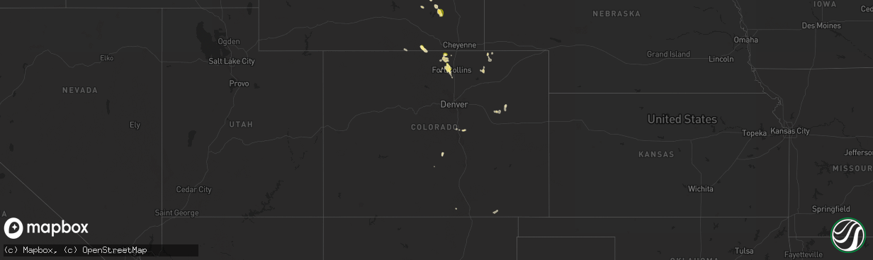 Hail map in Colorado on August 27, 2023