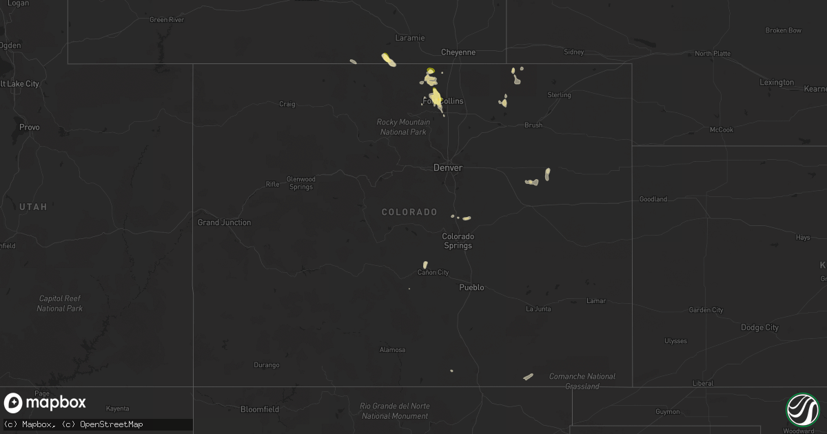 Hail map in Colorado on August 27, 2023