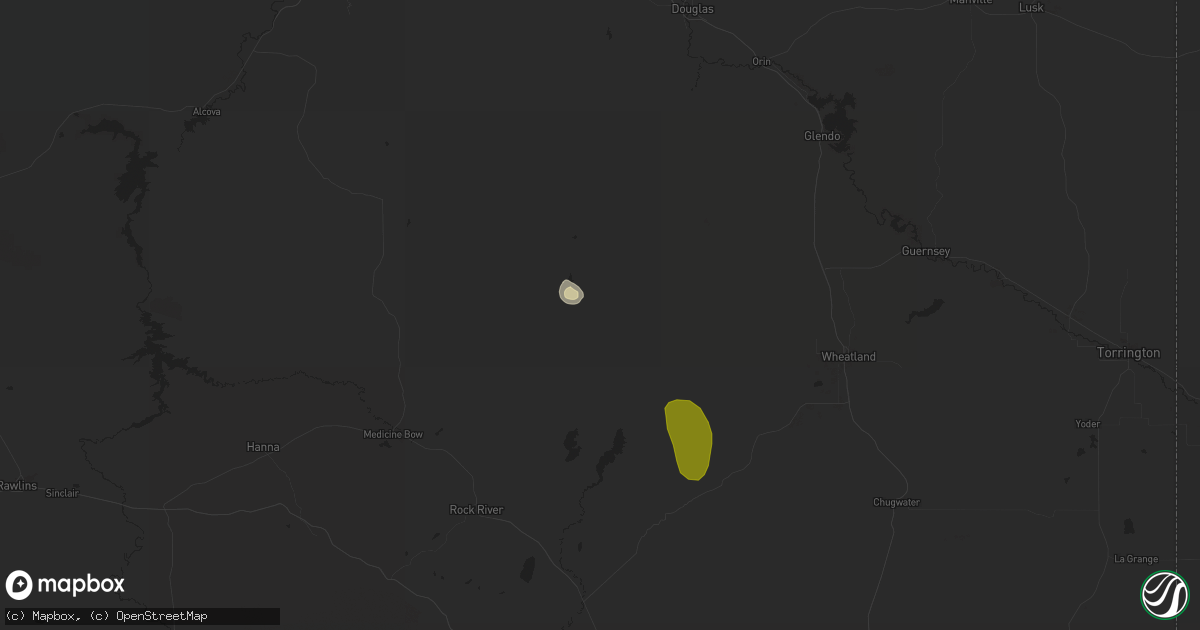 Hail map in Garrett, WY on August 27, 2023