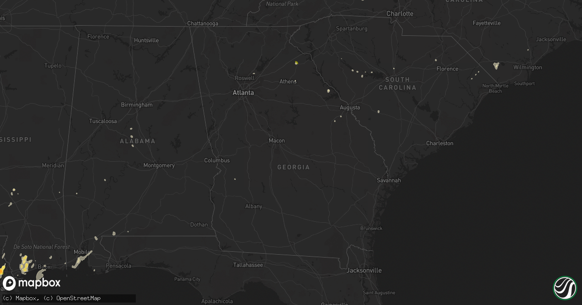 Hail map in Georgia on August 27, 2023