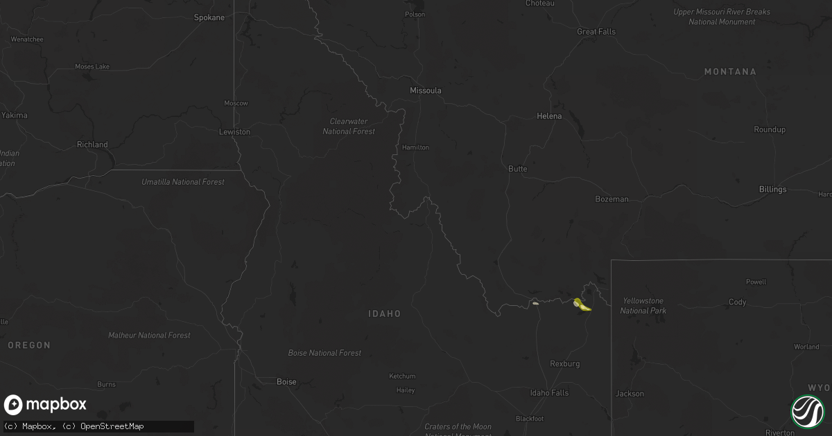 Hail map in Idaho on August 27, 2023
