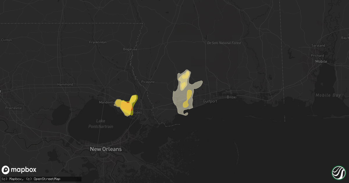 Hail map in Kiln, MS on August 27, 2023