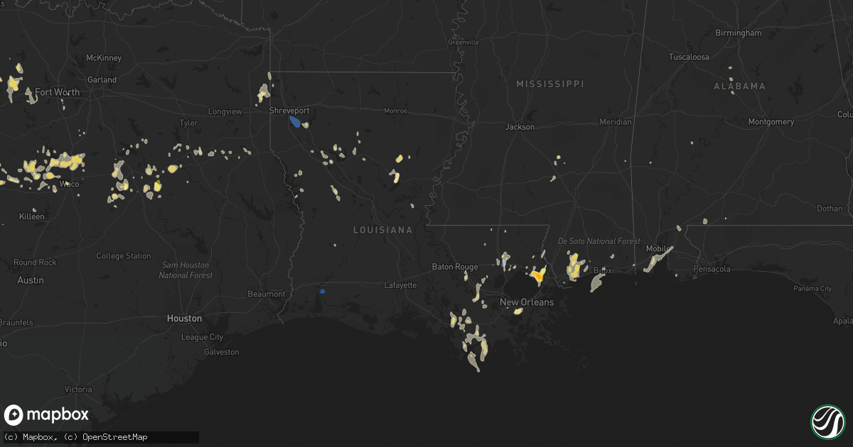 Hail map in Louisiana on August 27, 2023