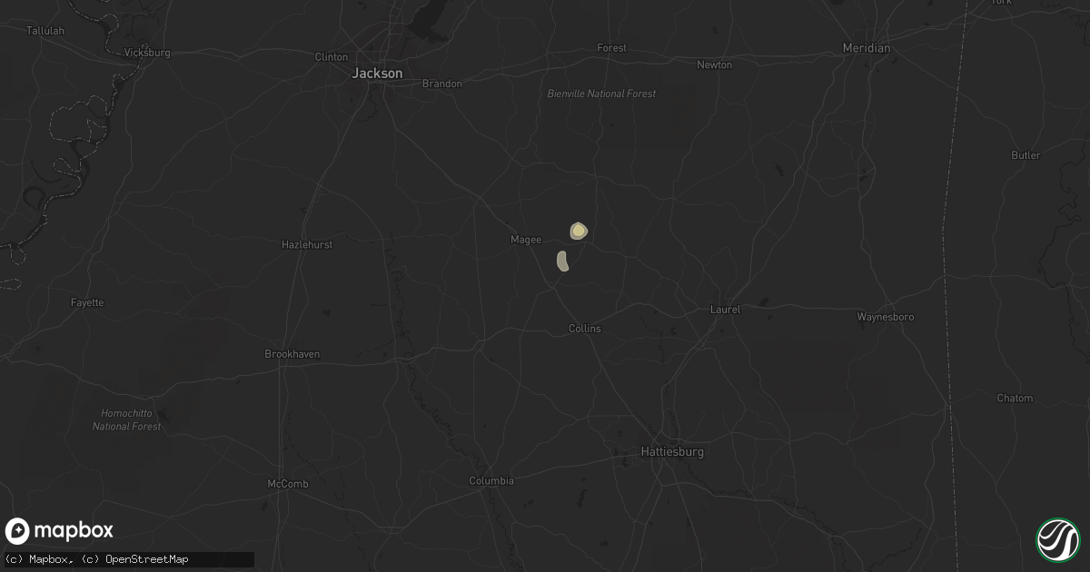 Hail map in Mount Olive, MS on August 27, 2023