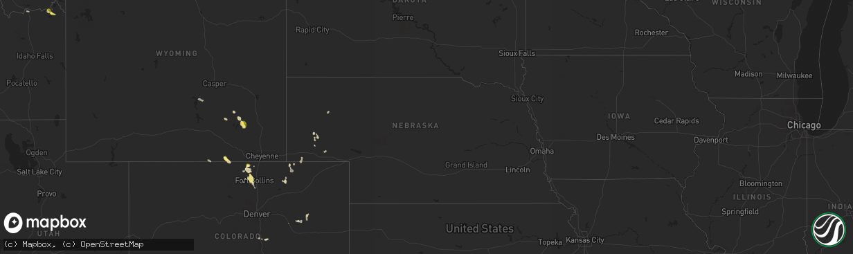 Hail map in Nebraska on August 27, 2023