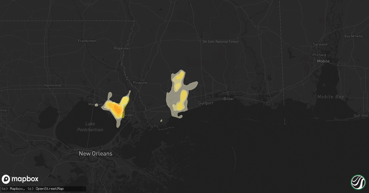 Hail map in Pass Christian, MS on August 27, 2023