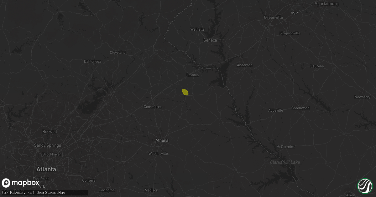 Hail map in Royston, GA on August 27, 2023