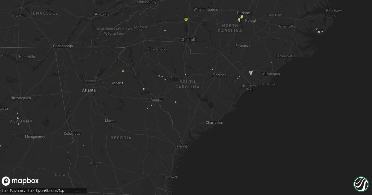 Hail map in South Carolina on August 27, 2023
