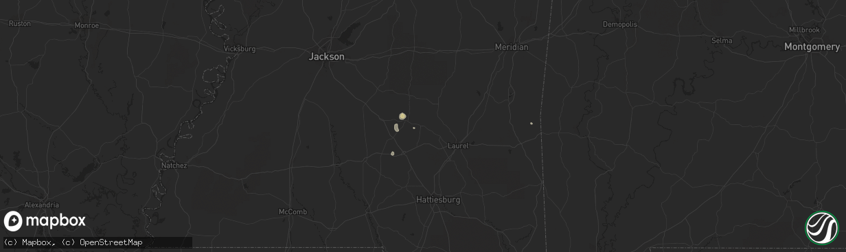 Hail map in Taylorsville, MS on August 27, 2023