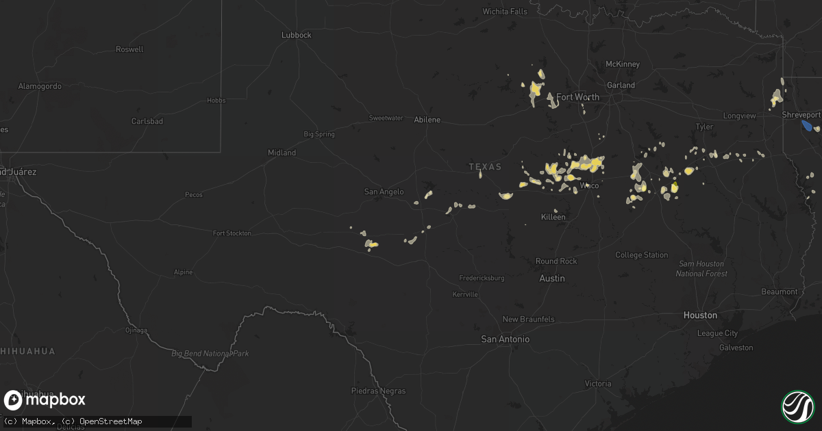 Hail map in Texas on August 27, 2023