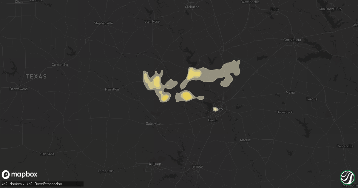 Hail map in Valley Mills, TX on August 27, 2023