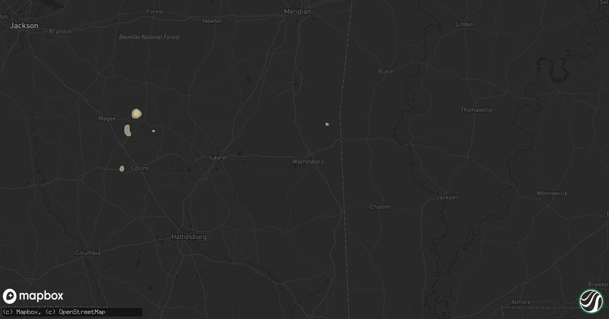 Hail map in Waynesboro, MS on August 27, 2023