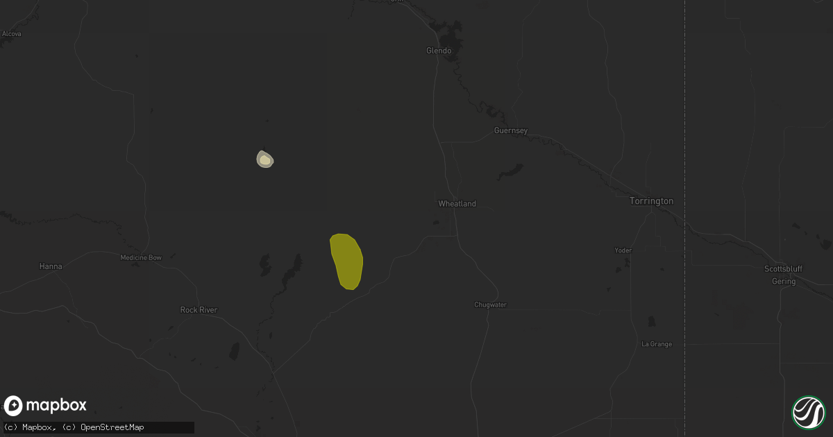 Hail map in Wheatland, WY on August 27, 2023