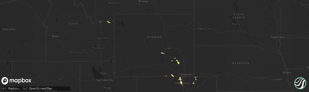 Hail map in Wyoming on August 27, 2023