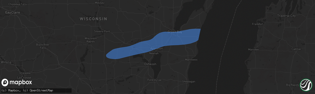 Hail map in Appleton, WI on August 27, 2024