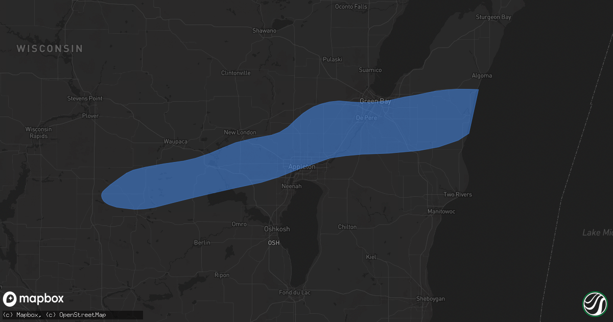 Hail map in Appleton, WI on August 27, 2024