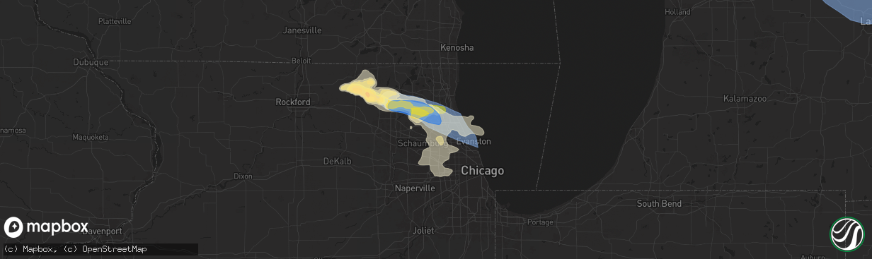 Hail map in Arlington Heights, IL on August 27, 2024