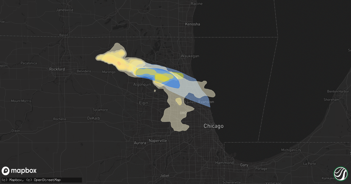Hail map in Arlington Heights, IL on August 27, 2024
