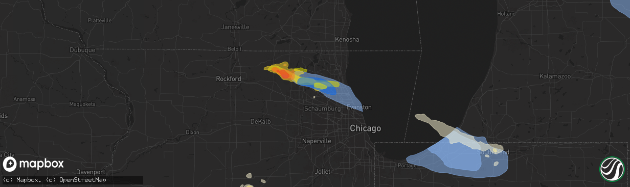 Hail map in Barrington, IL on August 27, 2024