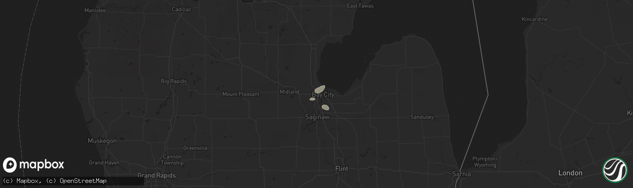 Hail map in Bay City, MI on August 27, 2024