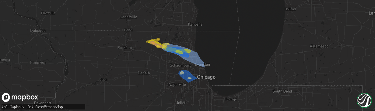 Hail map in Buffalo Grove, IL on August 27, 2024