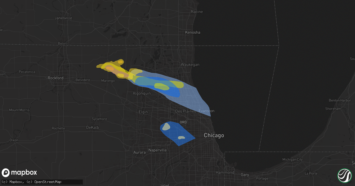 Hail map in Buffalo Grove, IL on August 27, 2024