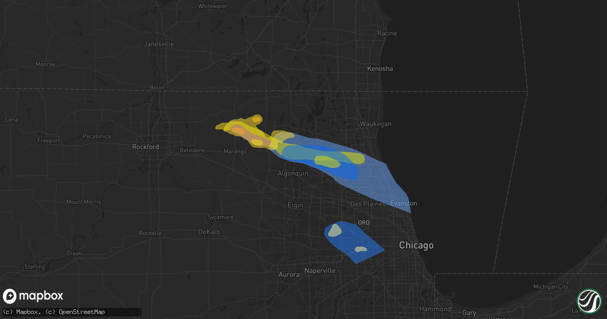 Hail map in Cary, IL on August 27, 2024