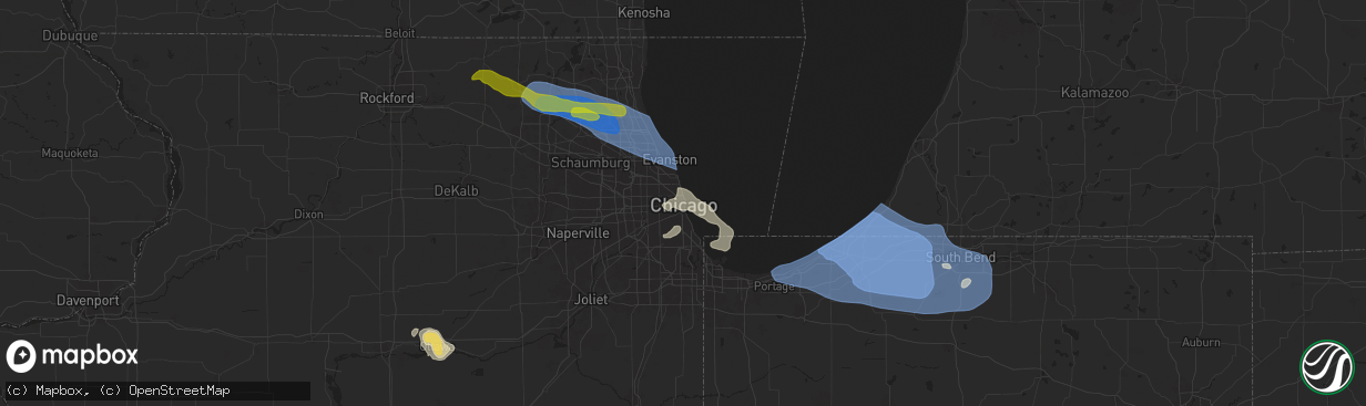 Hail map in Chicago, IL on August 27, 2024