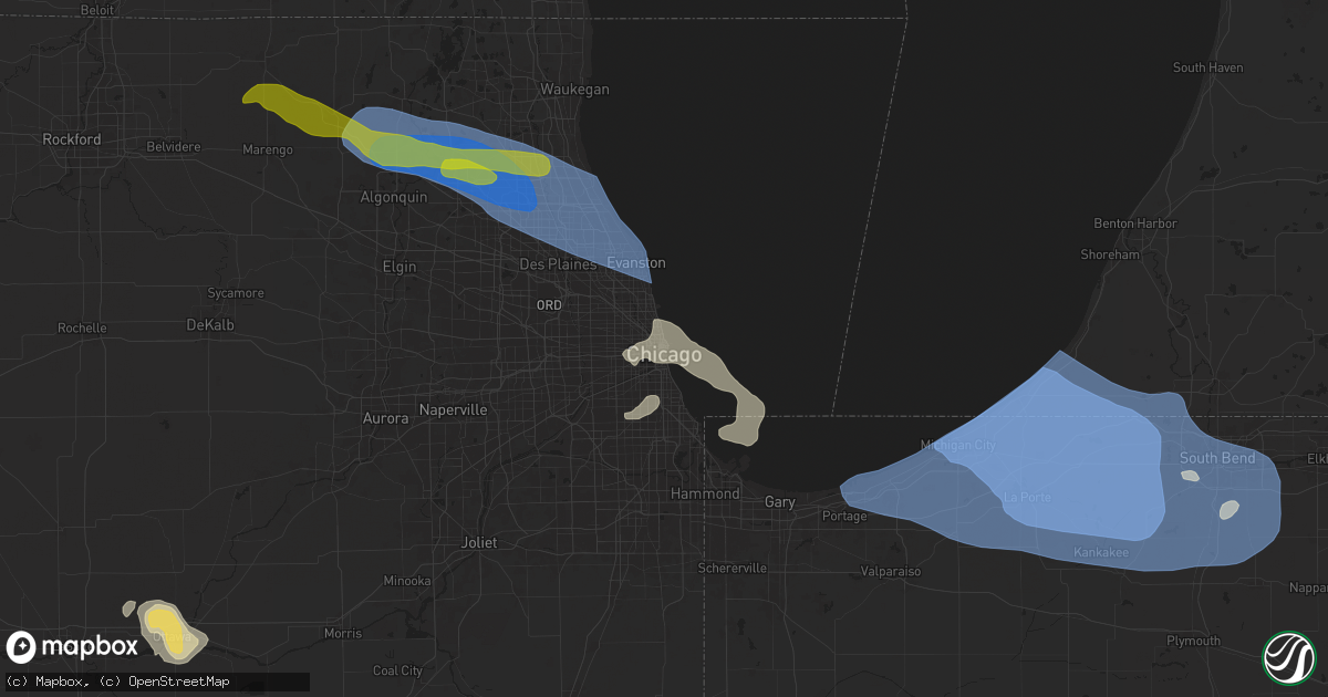 Hail map in Chicago, IL on August 27, 2024
