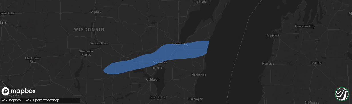 Hail map in De Pere, WI on August 27, 2024