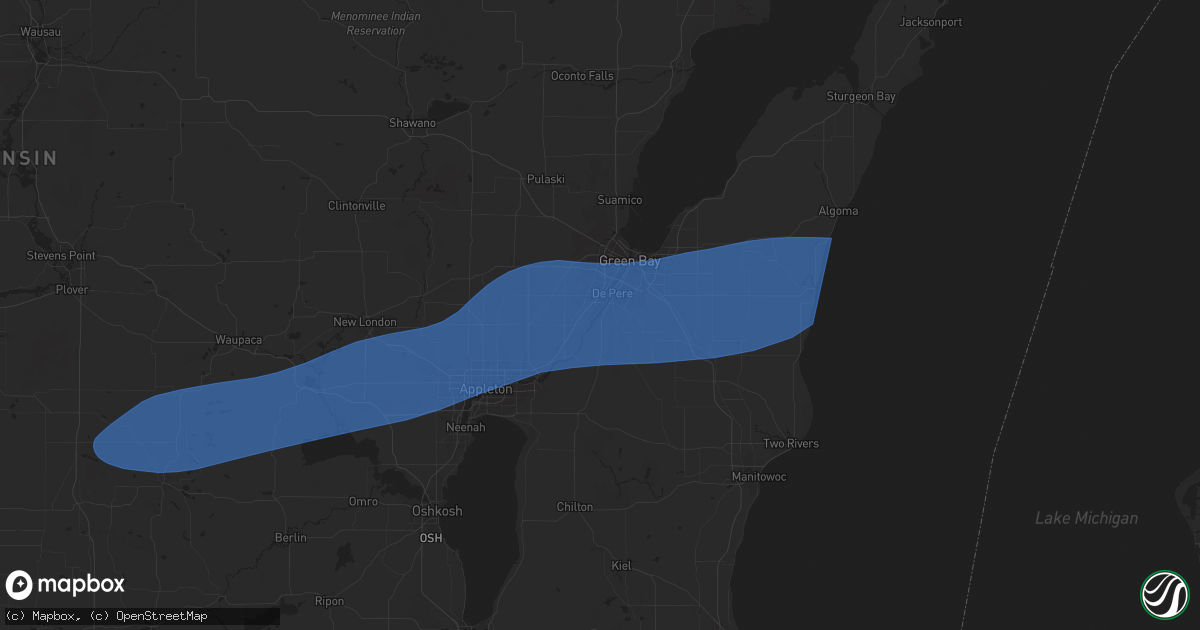 Hail map in De Pere, WI on August 27, 2024