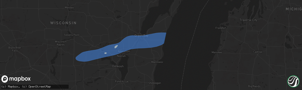 Hail map in Denmark, WI on August 27, 2024