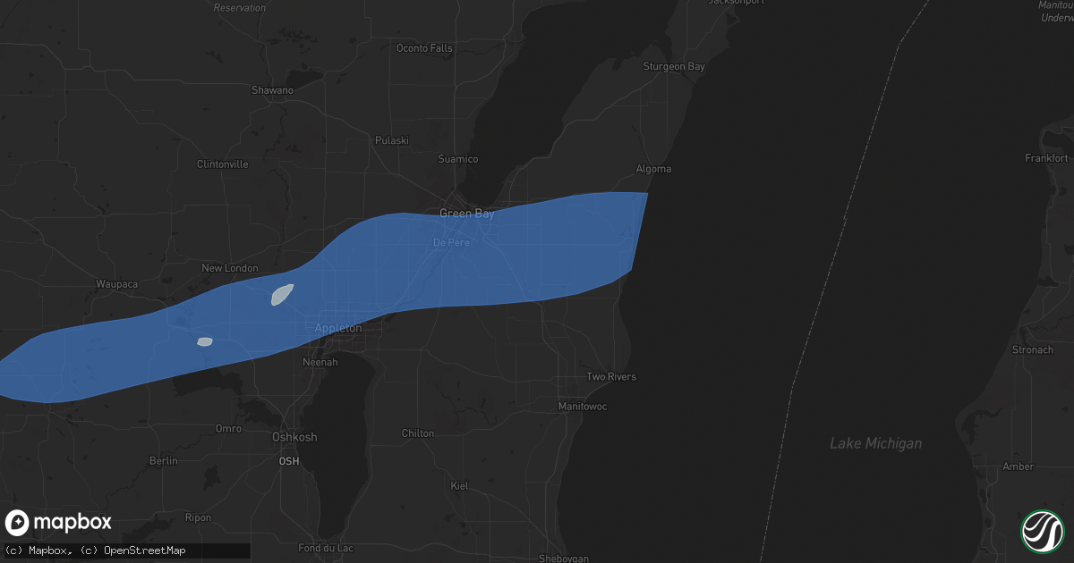 Hail map in Denmark, WI on August 27, 2024