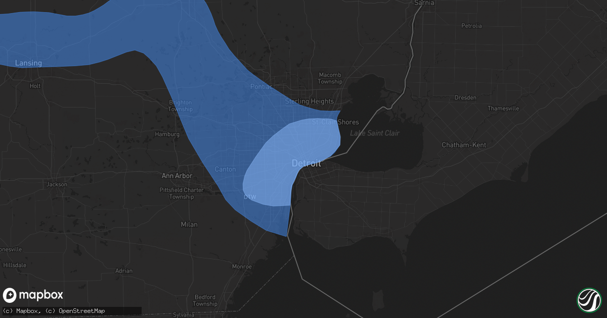 Hail map in Detroit, MI on August 27, 2024