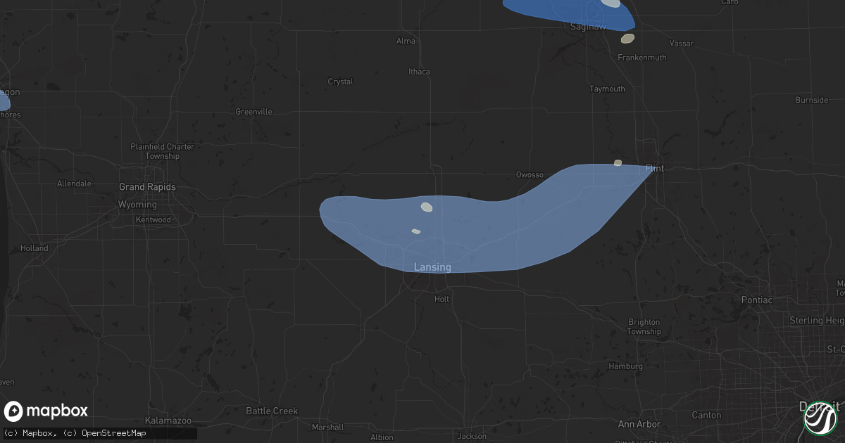 Hail map in Dewitt, MI on August 27, 2024