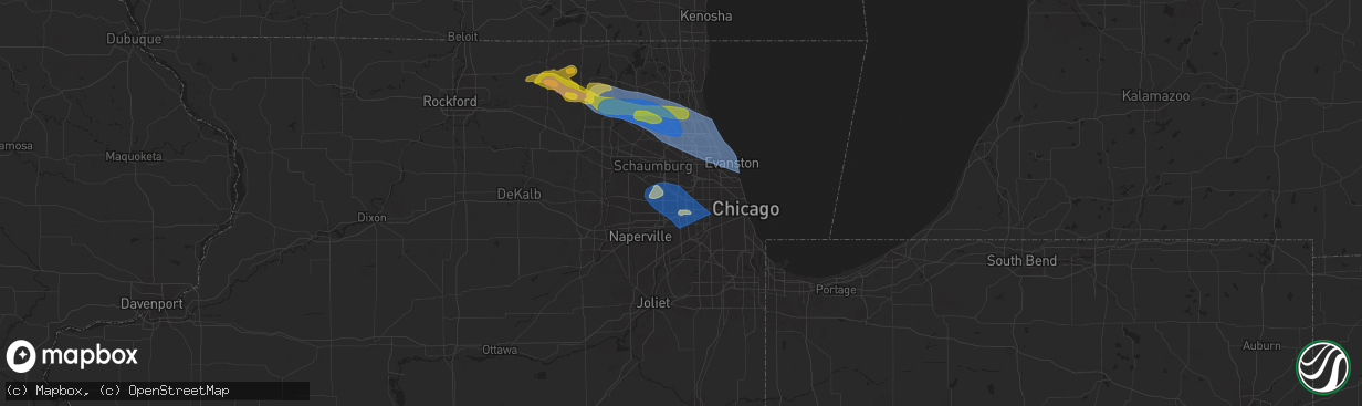 Hail map in Elmhurst, IL on August 27, 2024