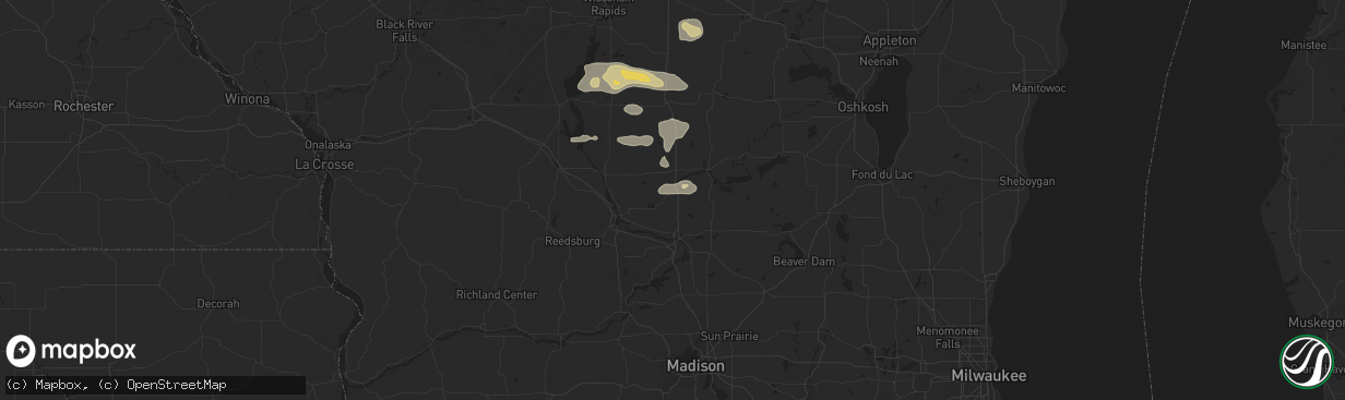 Hail map in Endeavor, WI on August 27, 2024